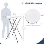 Byliable Cocktail Table 28in Folding Round High Top Indoor Outdoor with Removable Legs, Tall Bistro Foldable Bar Height Table for Parties, Patio, Backyard, Dining, Wedding, White- 2PCS