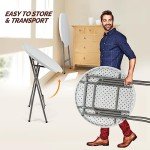 VINGLI 32" Plastic Folding Round Table Bar Height, HDPE Matrial with Gray Metal Finish, High Top Table for Outdoor Party, Cafes, Restaurants, Backyard, Dining Room, Wedding Event,1 Pack, White