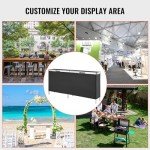 VEVOR Extra Long Folding Portable Bar Tradeshow Podium Table for Indoor, Outdoor, Party, Picnic, Exhibition, Includes Carrying Case, Storage Shelf and Black Skirt, 77.95" x 15.16" x 34.65"