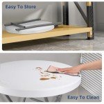 Byliable Cocktail Table 28in Folding Round High Top Indoor Outdoor with Removable Legs, Tall Bistro Foldable Bar Height Table for Parties, Patio, Backyard, Dining, Wedding, White- 2PCS