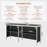 VEVOR Extra Long Folding Portable Bar Tradeshow Podium Table for Indoor, Outdoor, Party, Picnic, Exhibition, Includes Carrying Case, Storage Shelf and Black Skirt, 77.95" x 15.16" x 34.65"