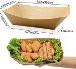Oomcu 100 Pack 3 lb Heavy Duty Paper Food Boats Disposable Kraft Brown Paper Food Trays,Take Out Food Serving Boats,Trays for Party Snacks,Nachos,Hot Dogs Boats Tacos BBQ Tray