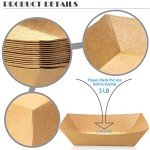 MotBach 100 Pack 3lb Kraft Paper Food Trays, Heavy-Duty Paper Food Boat Disposable Serving Basket Tray for French Fries Nachos Snack Hot Dog Taco BBQ Popcorn Party Picnic Wedding Party (Brown)