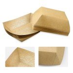 Oomcu 100 Pack 3 lb Heavy Duty Paper Food Boats Disposable Kraft Brown Paper Food Trays,Take Out Food Serving Boats,Trays for Party Snacks,Nachos,Hot Dogs Boats Tacos BBQ Tray