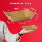 JOLLY CHEF 2lb Paper Food Trays, 100 Pack Disposable Paper Boat, Kraft Serving Boats, Food Holder Trays for Snacks French Fries Nachos Hot Dog Tacos BBQ Party