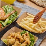 Oomcu 100 Pack 3 lb Heavy Duty Paper Food Boats Disposable Kraft Brown Paper Food Trays,Take Out Food Serving Boats,Trays for Party Snacks,Nachos,Hot Dogs Boats Tacos BBQ Tray