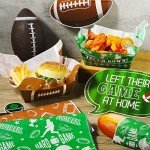 Pajean 100 Pcs Football Party Decoration 1.1 lb 50 Football Paper Food Serving Trays with 50 Grease Resistant Liner Papers for Birthday Party Supplies Sport Game Event Favors