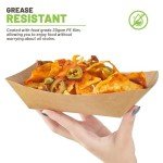 ZORRITA 3 Lb Paper Food Trays - 50 Pack Disposable Nacho Trays, Kraft Paper Food Boats Taco Holders Party Serving Baskets for Hot Dogs Snacks Tacos Fries