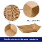 JOLLY CHEF 2lb Paper Food Trays, 100 Pack Disposable Paper Boat, Kraft Serving Boats, Food Holder Trays for Snacks French Fries Nachos Hot Dog Tacos BBQ Party