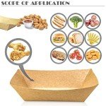 MotBach 100 Pack 2lb Kraft Paper Food Trays, Heavy-Duty Paper Food Boat Disposable Serving Basket Tray for French Fries Nachos Snack Hot Dog Taco BBQ Popcorn Party Picnic Wedding Party (Brown)