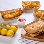 JOLLY CHEF 2lb Paper Food Trays, 100 Pack Disposable Paper Boat, Kraft Serving Boats, Food Holder Trays for Snacks French Fries Nachos Hot Dog Tacos BBQ Party