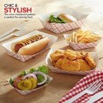 Medium Paper Food Boats (100 Pack) 2 Lb Disposable Red & White Checkered Paper Food Trays, Eco Friendly Paper Food Trays, Serving Boats for Concession Food & Condiments, Paper Nacho Trays 4.5" x 2.75"