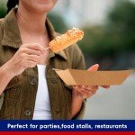 JOLLY CHEF 2lb Paper Food Trays, 100 Pack Disposable Paper Boat, Kraft Serving Boats, Food Holder Trays for Snacks French Fries Nachos Hot Dog Tacos BBQ Party