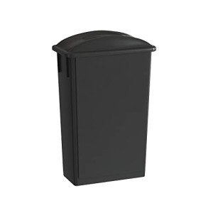 Krollen Industrial 23 Gallon Black Slim Jim Trash Can with Flat Lid with Handle