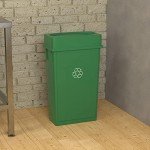 Krollen Industrial 23 Gallon Green Recycle Slim Jim Trash Can with Drop Shot Lid