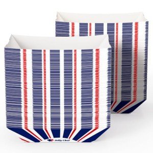JOLLY CHEF 2lb Paper Food Trays, 250 Pack Paper Food Boats Disposable Serving Boats,Food Holder Trays for Snacks French Fries Nachos Hot Dog Tacos BBQ Party