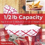 Heavy Duty, Greaseproof .5 Lb Paper Food Trays 200 Pk. Recyclable, Coated Mini Paperboard Baskets. Ideal Tray for Festival, Carnival and Concession Stand Treats Like Fries, Ice Cream and Onion Rings