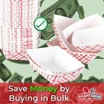 Heavy Duty, Greaseproof .5 Lb Paper Food Trays 200 Pk. Recyclable, Coated Mini Paperboard Baskets. Ideal Tray for Festival, Carnival and Concession Stand Treats Like Fries, Ice Cream and Onion Rings