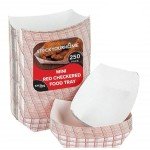 Mini Tiny Paper Food Boats (250 Pack) .25 Lb Disposable Red & White Checkered Paper Food Trays, Eco Friendly Paper Food Trays, Serving Boats for Concession Food & Condiments, Condiment Size 3" x 1"