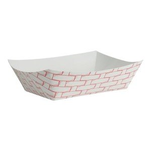 Boardwalk 30LAG250 Paper Food Baskets, 2.5lb Capacity, Red/White (Case of 500)