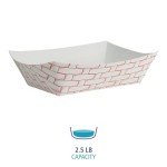 Boardwalk 30LAG250 Paper Food Baskets, 2.5lb Capacity, Red/White (Case of 500)