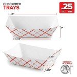 Mini Tiny Paper Food Boats (250 Pack) .25 Lb Disposable Red & White Checkered Paper Food Trays, Eco Friendly Paper Food Trays, Serving Boats for Concession Food & Condiments, Condiment Size 3" x 1"