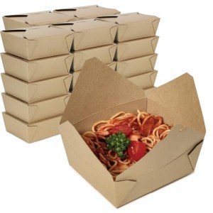 Fit Meal Prep 50 Pack 48 oz Disposable Take Out Containers Microwaveable Kraft Paper To Go Boxes for Food To Go Containers Takeout Containers Leakproof Greaseproof for Restaurants, Food Service, Party