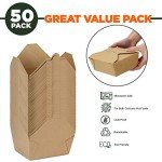 Fit Meal Prep 50 Pack 48 oz Disposable Take Out Containers Microwaveable Kraft Paper To Go Boxes for Food To Go Containers Takeout Containers Leakproof Greaseproof for Restaurants, Food Service, Party