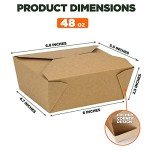 Fit Meal Prep 50 Pack 48 oz Disposable Take Out Containers Microwaveable Kraft Paper To Go Boxes for Food To Go Containers Takeout Containers Leakproof Greaseproof for Restaurants, Food Service, Party