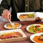 Priority1 Paper 8x8 Inch, 200 Count, 1 - Compartment to go Containers with Lids, Disposable Take Out Food Containers, Microwave Safe Clamshell