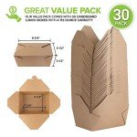Microwavable Kraft Brown Take Out Boxes 112 oz (30 Pack) Disposable Food Containers - Recyclable Cardboard Lunch Box - Take Out Containers Disposable - to Go Boxes for Restaurants, Delivery, Catering
