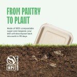 100% Compostable Clamshell Take Out Food Containers [8X8" 50-Pack] Heavy-Duty Quality to go Containers, Natural Disposable Bagasse, Eco-Friendly Biodegradable Made of Sugar Cane Fibers