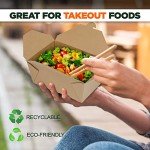 Fit Meal Prep 50 Pack 48 oz Disposable Take Out Containers Microwaveable Kraft Paper To Go Boxes for Food To Go Containers Takeout Containers Leakproof Greaseproof for Restaurants, Food Service, Party