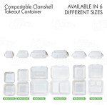 Compostable Square Hinged Clamshell Take Out Food Container 9x9x3 inch,Heavy Duty Quality Disposable to go Containers, Single Compartment Eco-Friendly Takeout Box, Restaurants, Food Trucks (25)