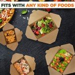 Fit Meal Prep 50 Pack 48 oz Disposable Take Out Containers Microwaveable Kraft Paper To Go Boxes for Food To Go Containers Takeout Containers Leakproof Greaseproof for Restaurants, Food Service, Party