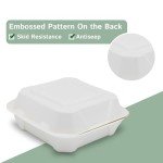 Priority1 Paper 8x8 Inch, 200 Count, 1 - Compartment to go Containers with Lids, Disposable Take Out Food Containers, Microwave Safe Clamshell
