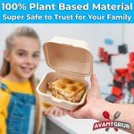 Avant Grub Durable, Grease-Proof 6x6 Clamshell Small To Go Box 100pk. Disposable, Leak-Proof and Microwavable Take Out Food Container With Hinged Lid. Great for Parties, Restaurants and Food Trucks!