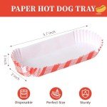 ZORRITA 300 Pcs Paper Hot Dog Trays, 6 Inch Small Hot Dog Boats Disposable Hot Dog Holders for Concession Stand, Party, Food Truck (Red)