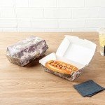 Restaurantware Bio Tek 6.7 x 3.5 x 3.5 Inch Clamshell Food Containers 100 Disposable Sandwich Containers - Hinged Lid Tab-Lock Closure Camouflage Paper Hot Dog Containers Durable Greaseproof