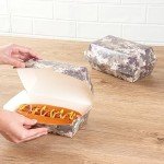 Restaurantware Bio Tek 6.7 x 3.5 x 3.5 Inch Clamshell Food Containers 100 Disposable Sandwich Containers - Hinged Lid Tab-Lock Closure Camouflage Paper Hot Dog Containers Durable Greaseproof