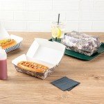 Restaurantware Bio Tek 6.7 x 3.5 x 3.5 Inch Clamshell Food Containers 100 Disposable Sandwich Containers - Hinged Lid Tab-Lock Closure Camouflage Paper Hot Dog Containers Durable Greaseproof