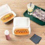 Restaurantware Bio Tek 6.7 x 3.5 x 3.5 Inch Clamshell Food Containers 100 Disposable Sandwich Containers - Hinged Lid Tab-Lock Closure Camouflage Paper Hot Dog Containers Durable Greaseproof
