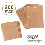 Paper Sandwich Bags Kraft Brown 200 Pack - Biodegradable and Compostable Food Grade Paper Bags - Unbleached Compostable Natural Kraft Paper Stock Bags for Bakery Cookies, Treats, Snacks, Sandwiches…