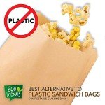 Paper Sandwich Bags Kraft Brown 200 Pack - Biodegradable and Compostable Food Grade Paper Bags - Unbleached Compostable Natural Kraft Paper Stock Bags for Bakery Cookies, Treats, Snacks, Sandwiches…