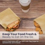 Fit Meal Prep 2000 Pack Paper Sandwich Bags 7 x 6”, Greaseproof Paper Snack Bags, Unbleached Pastry Bag, Recyclable Small Brown Paper Bags, Cookie Sleeves, Food Packing for Bakery (50 Pack x 40)