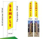 Burgers and Fries Restaurant Feather Banner Swooper Flag Set with 15 foot Flag Pole Kit and Ground Stake