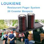 LOUKIENE Restaurant Pager System, 20 Wireless Coaster Beeper Guest Customer Queue Pagers for Food Truck Church Nursery Clinic Coffee Shop Restaurants Bar with Vibration Flash Buzzer