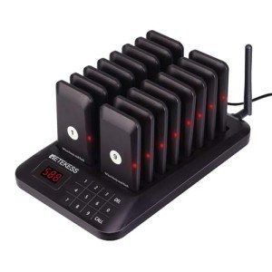 Retekess TD157 Restaurant Pager System, Pagers for Restaurants,984ft Long Range, 16 Pagers and Beepers for Food Truck, Bars, Food Court, No Vibration Mode