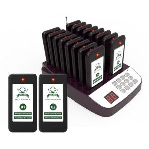 Restaurant Pager System,16 Restaurant Pagers,Wireless Calling System for Restaurant,1600ft Long Range Food Buzzer,Social Distancing Keeping Pagers with Order Buzzers for Food Truck
