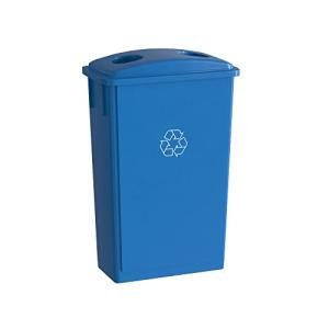Krollen Industrial 23 Gallon Blue Recycle Slim Jim Trash Can with Bottle Slot Lid
